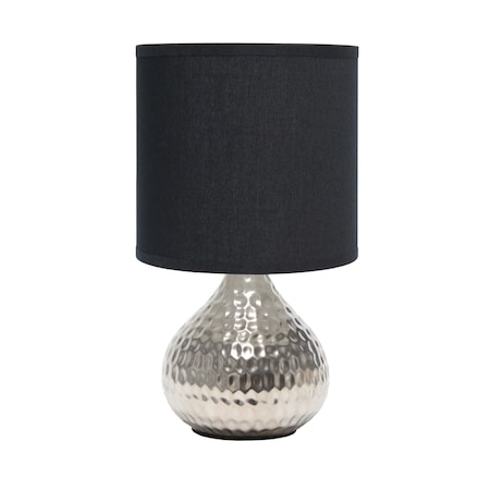Simple Designs Hammered Silver Drip Mini Table Lamp, Black LT2073-SVB